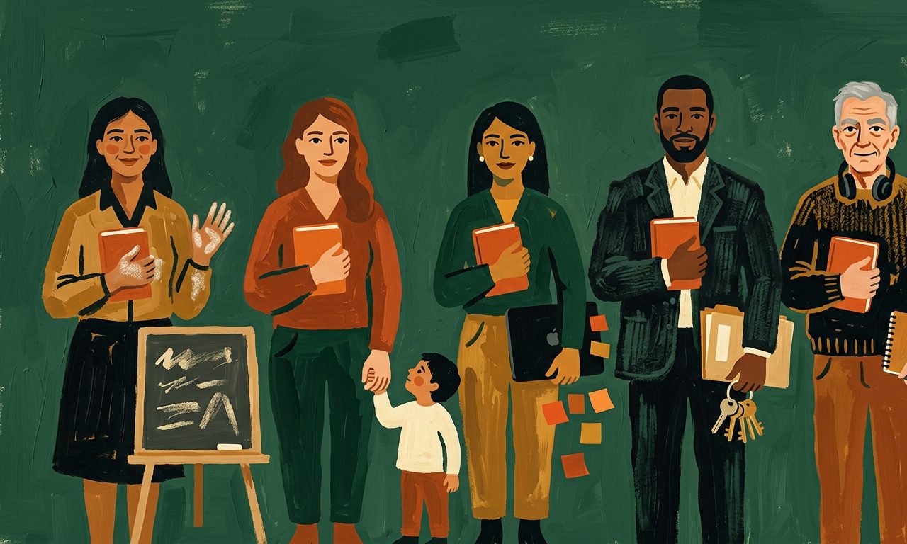 Иллюстрация из книги: пять читателей с книгами